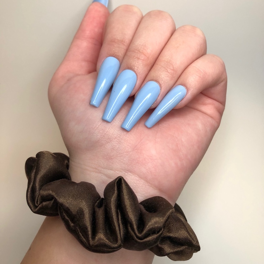 Brown satin scrunchies